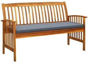 vidaXL Banco de jardim c/ almofadão 147 cm madeira de acácia maciça