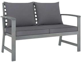 4 pcs conj. lounge jardim c/ almofadões madeira acácia maciça