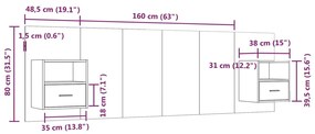 Cabeceira cama + armários madeira processada carvalho fumado