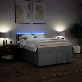 Cama com molas/colchão 140x200 cm tecido cinzento-claro