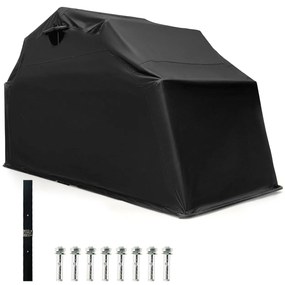 Tenda para bicicleta ao ar livre com abrigo de armazenamento de 7 x 5,2 pés, com capa à prova d'água e porta com zíper - cinza