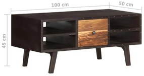 Mesa de centro 100x50x45 cm madeira recuperada maciça