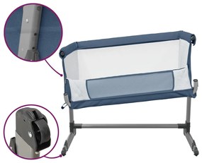 Cama de bebé com colchão tecido de linho azul marinho