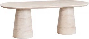 Oval Dining Table 220x95 Cm In Cement Noemi Look Travertino - Sklum