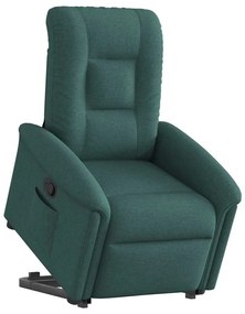 vidaXL Poltrona reclinável elevatória tecido verde-escuro