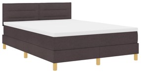 Cama Box Spring com Colchão Castanho Escuro 160x200 cm Tecido