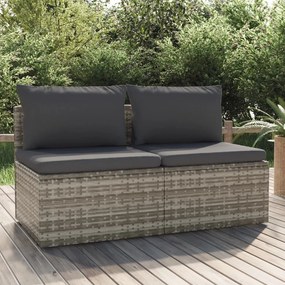 vidaXL Sofá de jardim de 2 lugares com almofadões vime PE cinzento