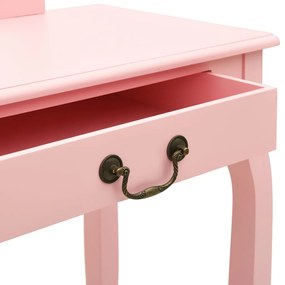 Toucador c/ banco 65x36x128 cm MDF e madeira de paulownia rosa