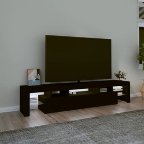 Móvel de TV com luzes LED 200x36,5x40 cm preto