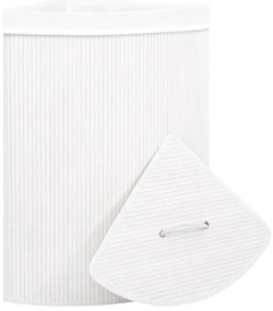 Cesto de canto para roupa suja 60 L bambu branco