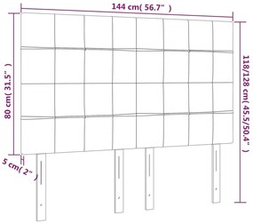 Cabeceira cama c/ LED tecido 144x5x118/128 cm cinza-acastanhado