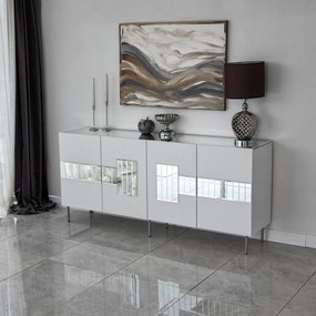 Console Paris – Branco e Prateado – 180 cm x 80 cm x 40 cm