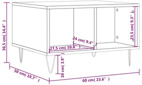Mesa de centro 60x50x36,5 cm derivados de madeira cinza sonoma