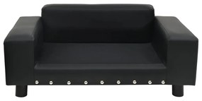 Sofá para cães 81x43x31 cm pelúcia e couro artificial preto