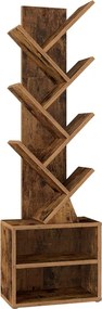 Estante em forma de árvore, 20,3 x 38 x 123,2 cm, para arrumação que poupa espaço, Coleção Custos Castanho Vintage
