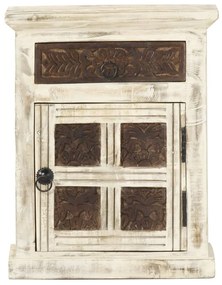 Mesa de cabeceira 40x30x50cm madeira de mangueira maciça branco