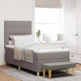 Cama Box Spring vidaXL com Colchão e Banco Taupe 90x190 cm Tecido