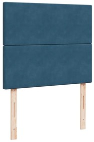 Cama box spring colchão LED 120x190cm couro artif. azul-escuro