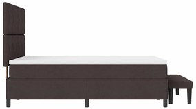 Cama Box com Colchão e Banco Marrom Escuro 140x200 cm Tecido