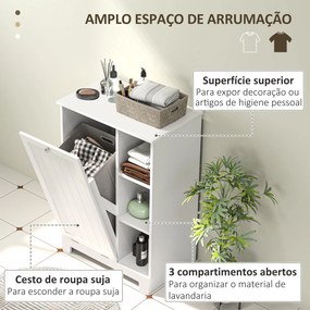 Móvel Casa de Banho com Cesto para Roupa Móvel Auxiliar Casa de Banho