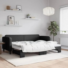 vidaXL Sofá-cama com gavetão 80x200 cm tecido preto