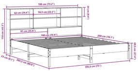 Cama com estante sem colchão 180x200 cm pinho maciço branco