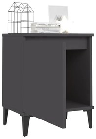 Mesa de cabeceira c/ pernas em metal 40x30x50 cm cinzento