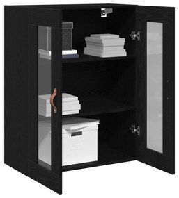 Armário de Parede da vidaXL com Portas de Vidro Madeira Carvalho Preto