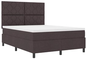 Cama Box com Colchão e LED Castanho Escuro, 160 x 200 cm, Tecido