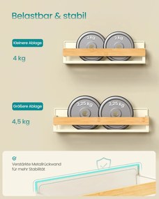 Conjunto de prateleiras magnéticas para especiarias em metal, sem necessidade de perfuração branco creme-bege natural