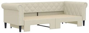 Sofá-cama com gavetão 90x200 cm couro artificial creme