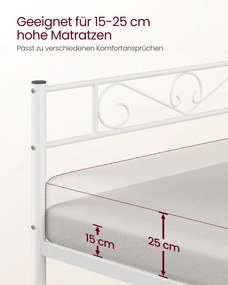 Estrutura de cama de solteiro em metal 198 x 91,8 x 86,4 cm branco