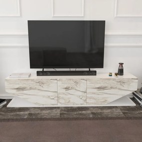 Móvel TV VIOLET, bilaminado mármore branco, 180 cms