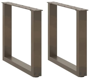 vidaXL Pés para mesa de centro em formato de U, 2 peças, aço natural, 50x(42-43) cm, aço