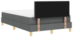 Cama Box com Colchão e LED Cinza Escuro 120x200 cm Tecido