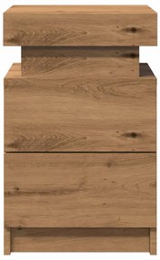 Mesa de cabeceira c/ LED derivados madeira carvalho artisiano