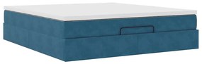 Estrutura de cama otomana com colchão 160x200 cm azul escuro