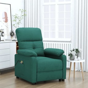vidaXL Poltrona de massagens elétrica tecido verde-escuro
