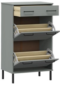 Sapateira com pernas de metal pinho maciço OSLO cinzento