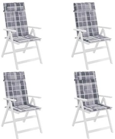 Almofadões cadeira encosto alto 4pcs tecido oxford xadrez cinza