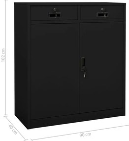Armário de escritório 90x40x102 cm aço preto