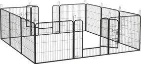 PawHut Parque para Cães com 12 Painéis e 2 Portas, Cercado para Interior e Exterior em Aço, 80x80 cm, Cinzento | Aosom Portugal