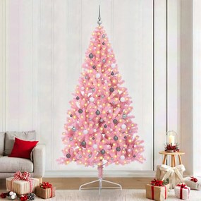 vidaXL Árvore de Natal com luzes decorativas de corda Rosa 240 cm PVC