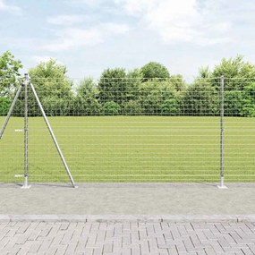 vidaXL Postes de Cerca com Placas de Base 52 pcs Ø32mm 78,5cm Aço Galvanizado