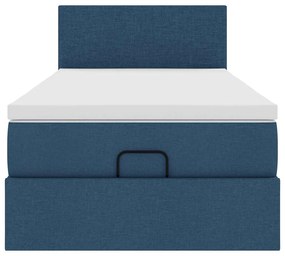 Cama otomana com colchão 90x200 cm tecido azul