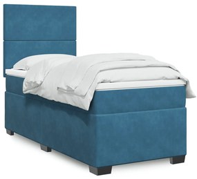 Cama boxspring com colchão 80x200 cm veludo azul