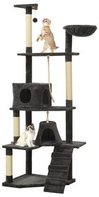 vidaXL Árvore p/ gatos c/ postes arranhadores sisal cinza-escuro 191cm