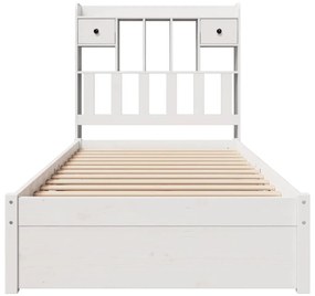 Cama com estante sem colchão 90x200 cm pinho maciço branco