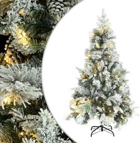vidaXL Árvore de Natal pré-iluminada c/ flocos neve e pinhas PVC/PE