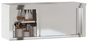 Armário de parede p/ cozinha c/ portas de correr aço inoxidável